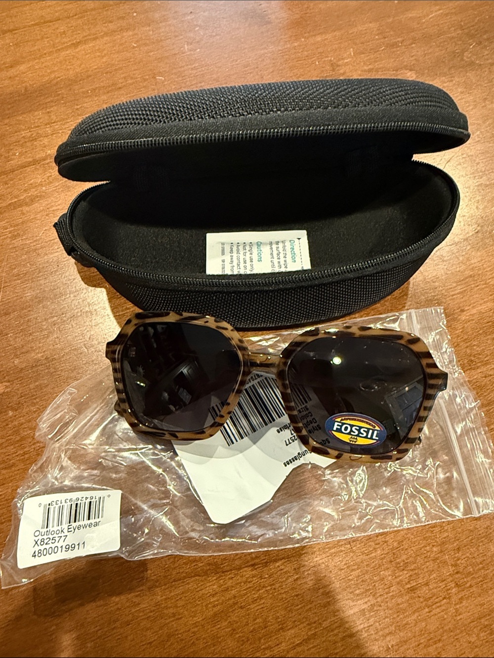 Fossil Tortoiseshell Frame Sunglasses with Black Lenses